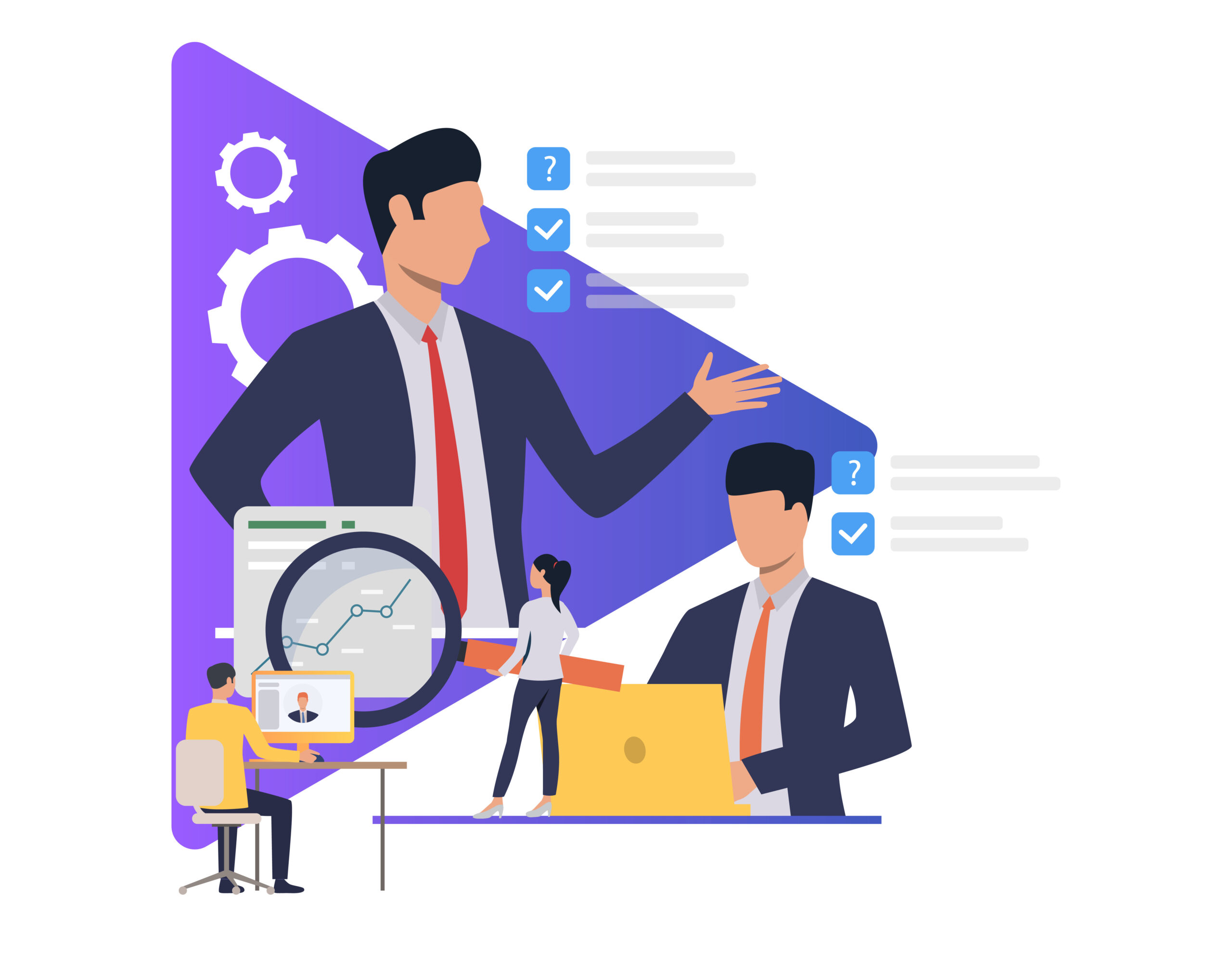 Business people working and giving tasks